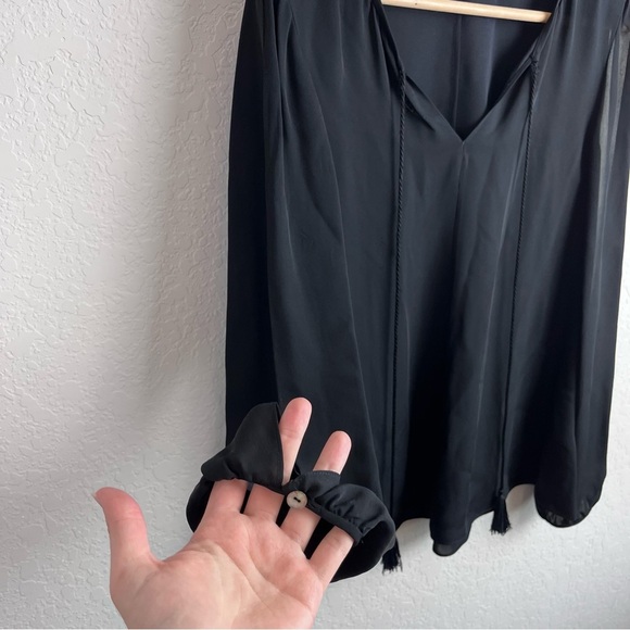 St. John Black Label Blouse Top Cold Shoulder Slit Sleeve - Picture 6 of 11